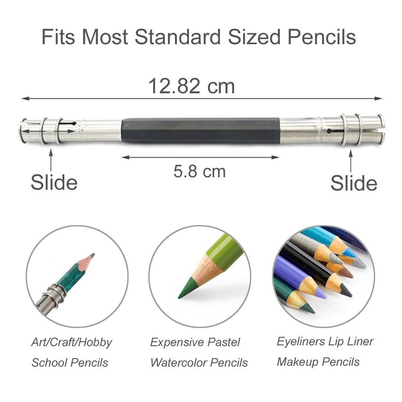 FoRapid Adjustable Dual Head Pencil Extender Holder Art Craft Hobby School Office Makeup Eyeliner Color Sketch Write Drawing Tool - Image 3